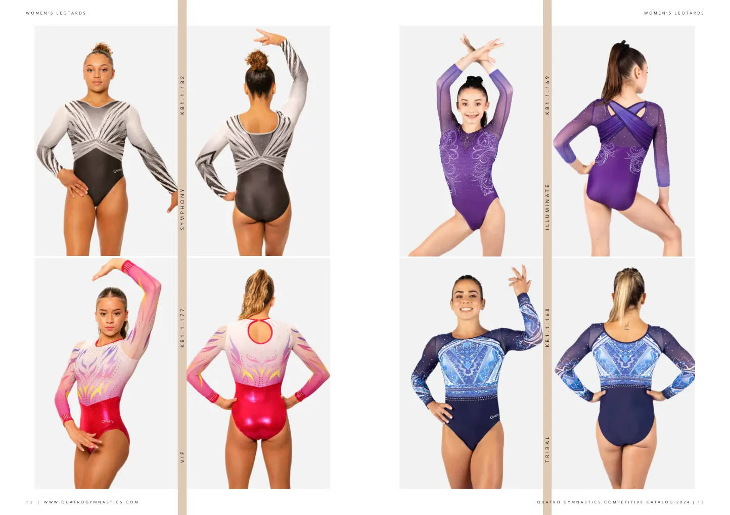 Two product layouts from Quatro's 2024 catalog demonstrating consistent front and rear views